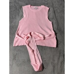 AND NOW THIS Pink Ribbed Knit Sleeveless Tie Waist Top XL